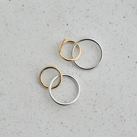 NEW Gold/Sterling Silver Double Circle Earrings - Picture 3 of 8